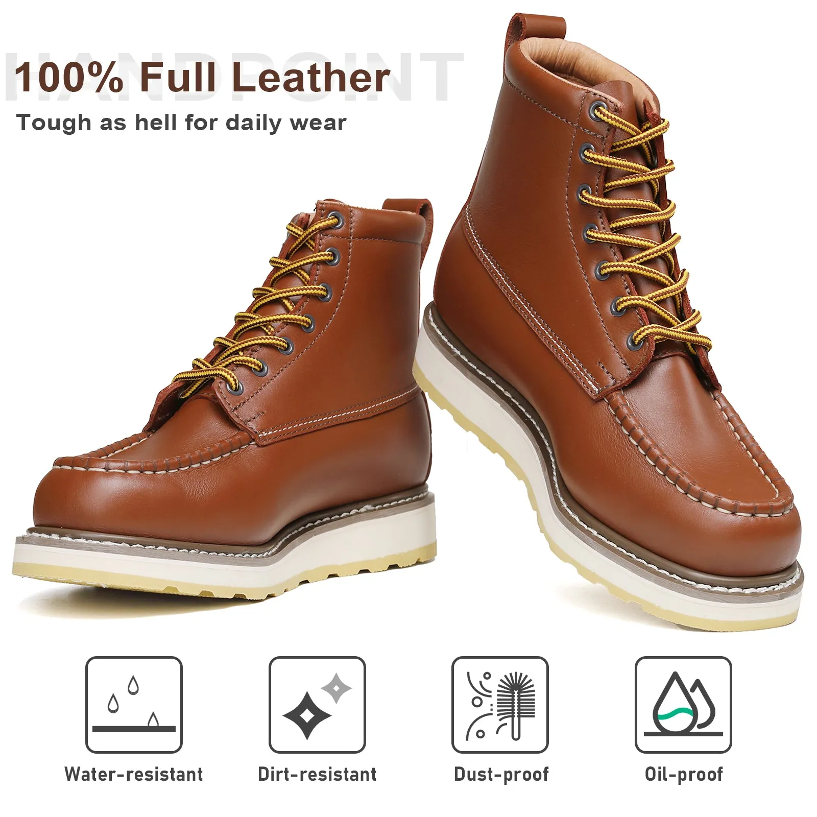 84994 Men's 6" Leather Slip Resistant Durability Breathable Soft Toe Work Boots