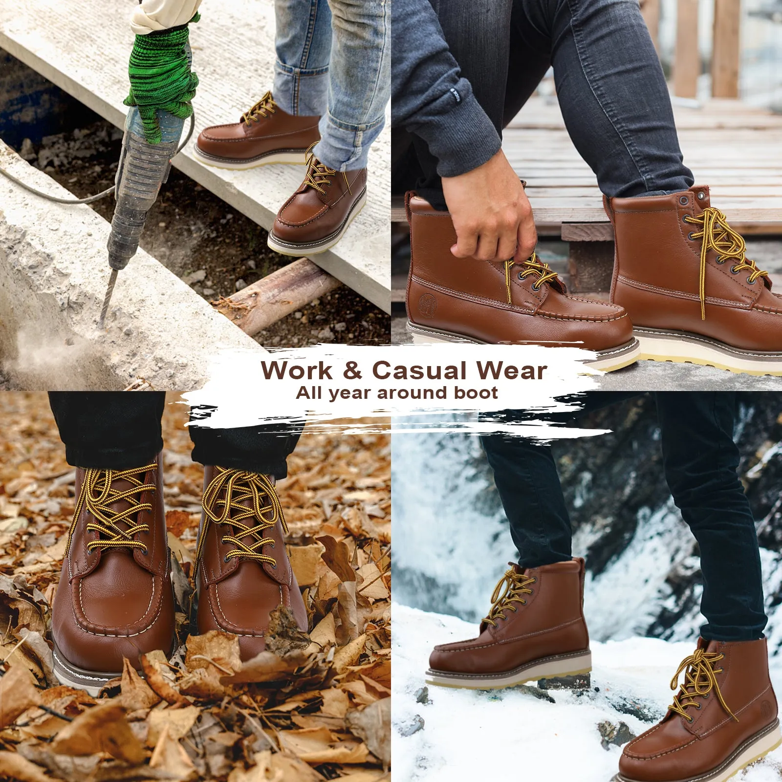 84994 Men's 6" Leather Slip Resistant Durability Breathable Soft Toe Work Boots
