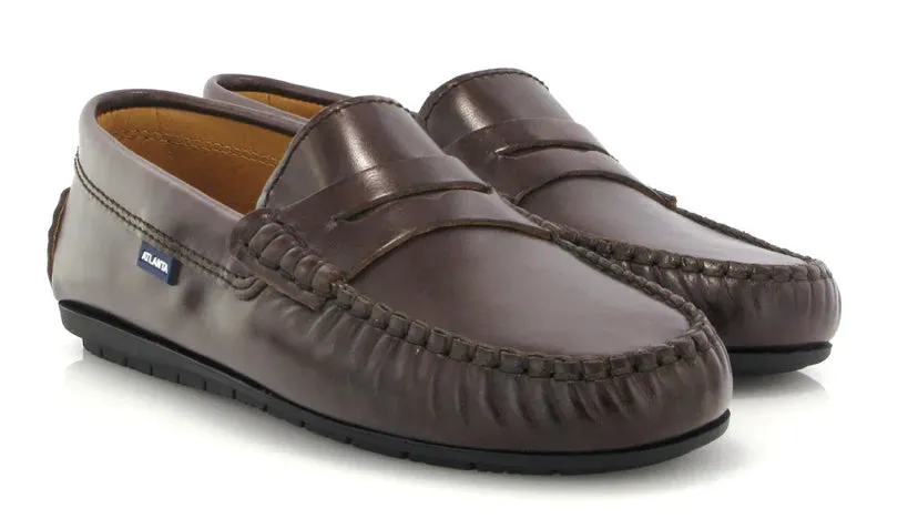 Altanta Mocassin Dark Brown Smooth Leather Penny Loafer