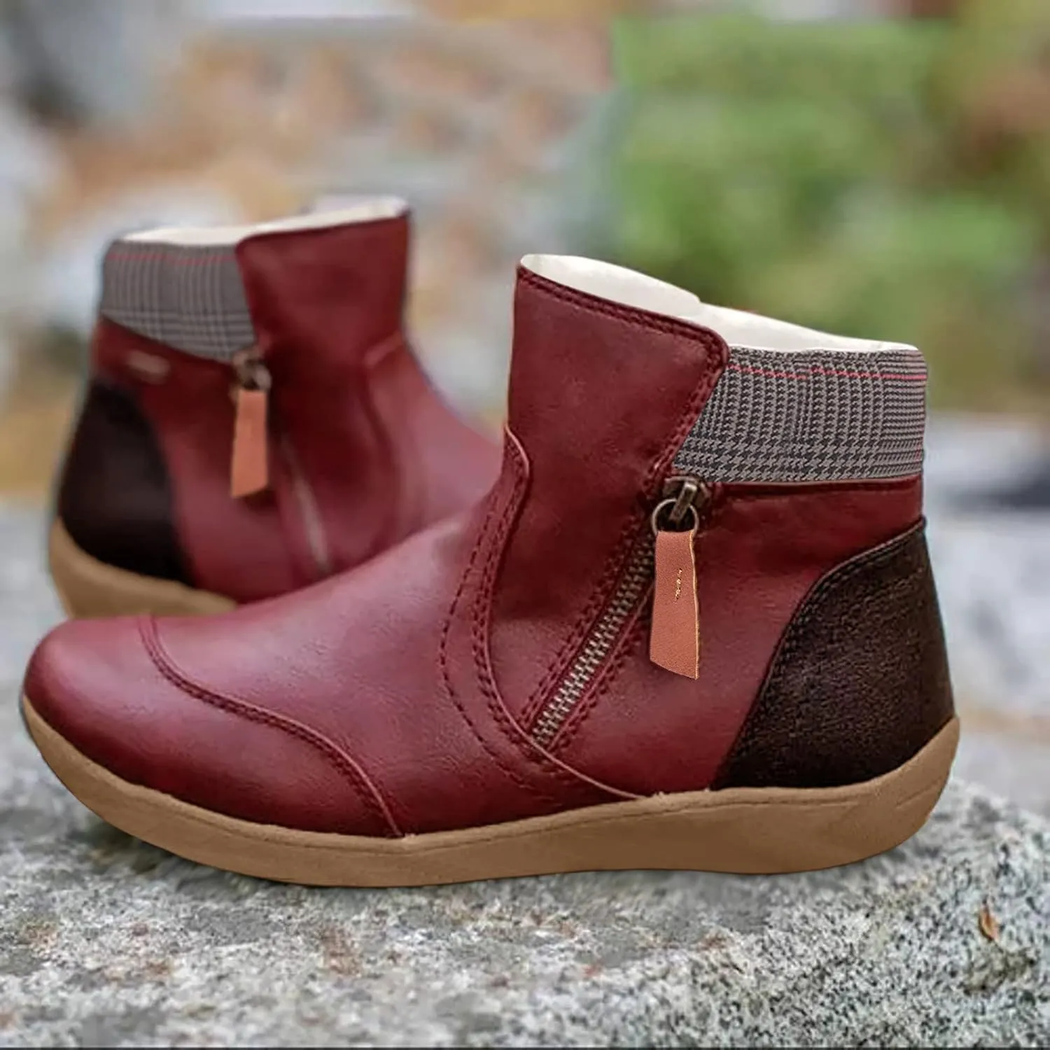 Ankle Boots for Women Arch Support Womens Low Heel Fashion Lace Up Zipper Booties Casual Walking Short Bootie
