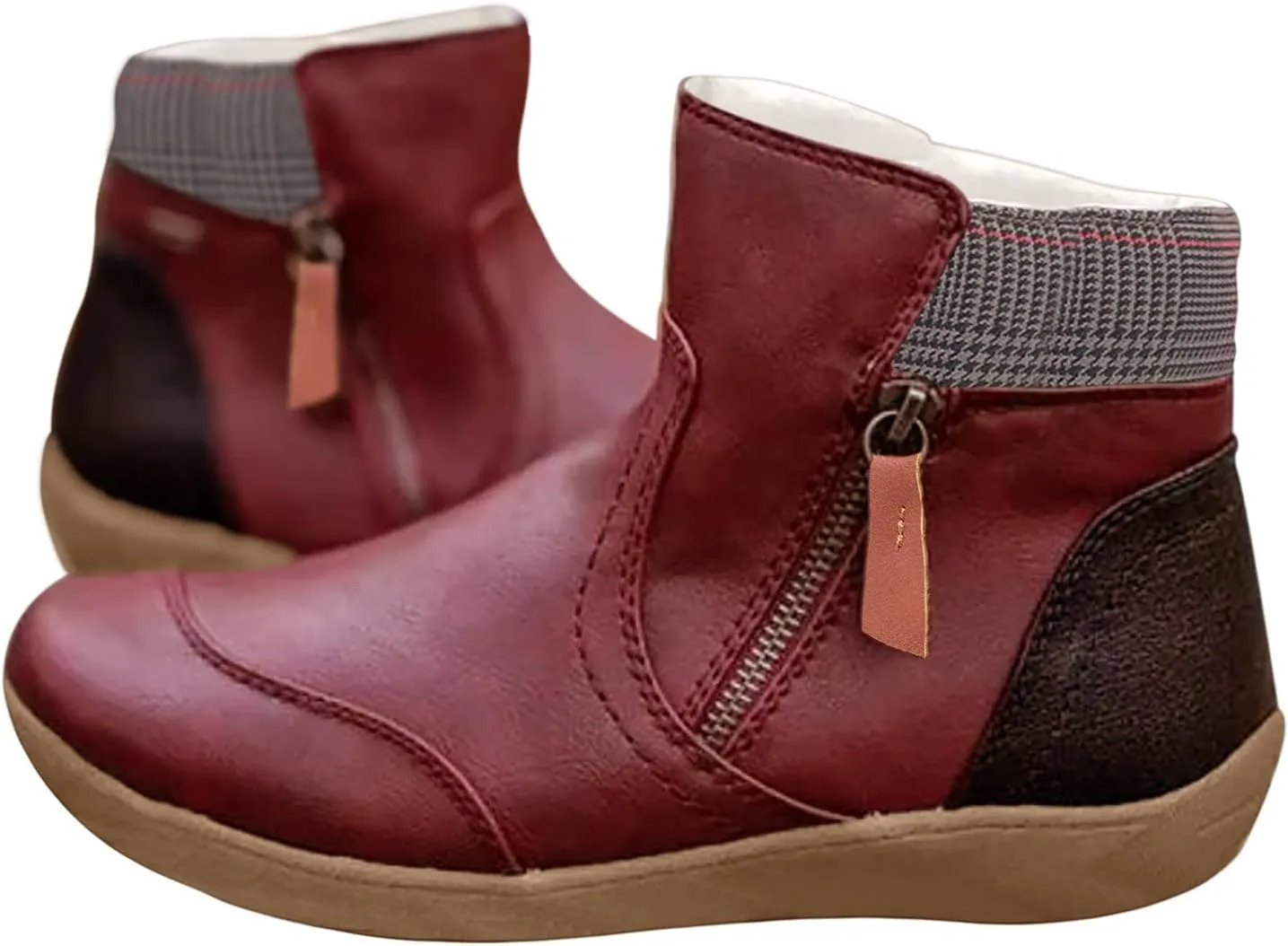Ankle Boots for Women Arch Support Womens Low Heel Fashion Lace Up Zipper Booties Casual Walking Short Bootie