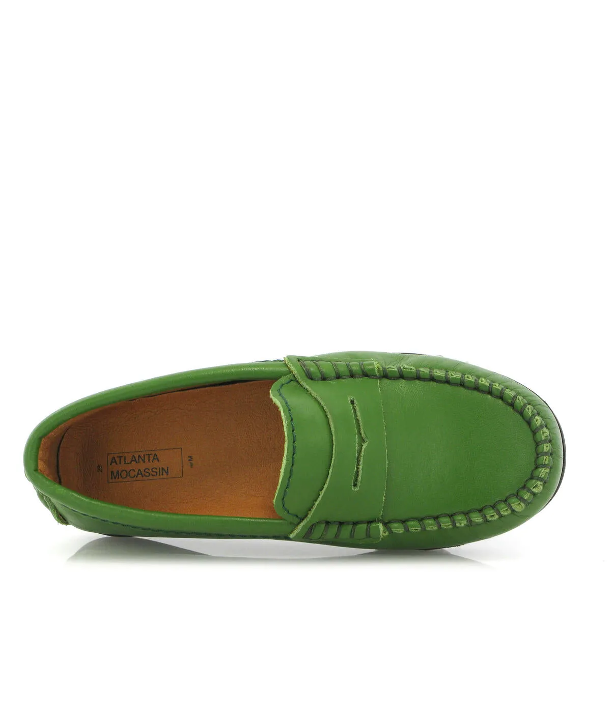 Atlanta Mocassin Green Kiwi Smooth Leather Penny Loafer