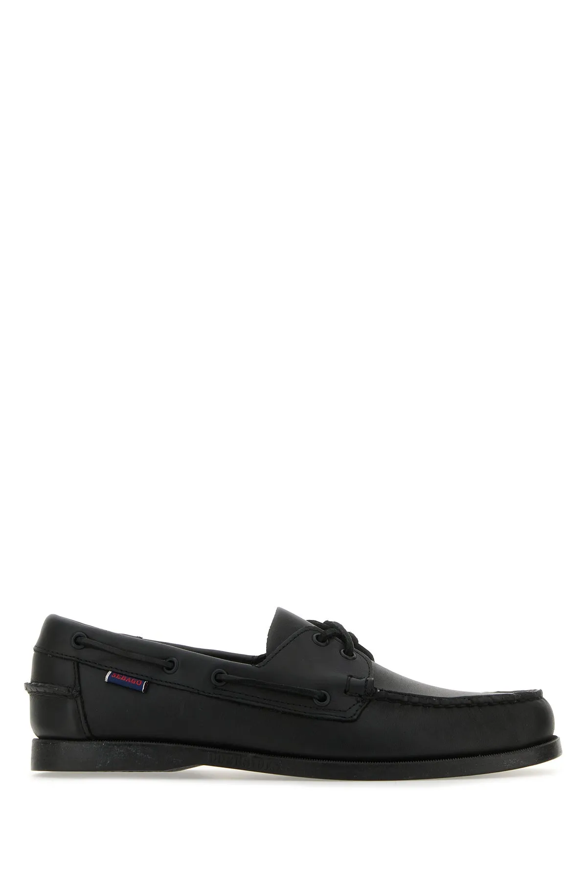 Black leather Docksides Portland loafers
