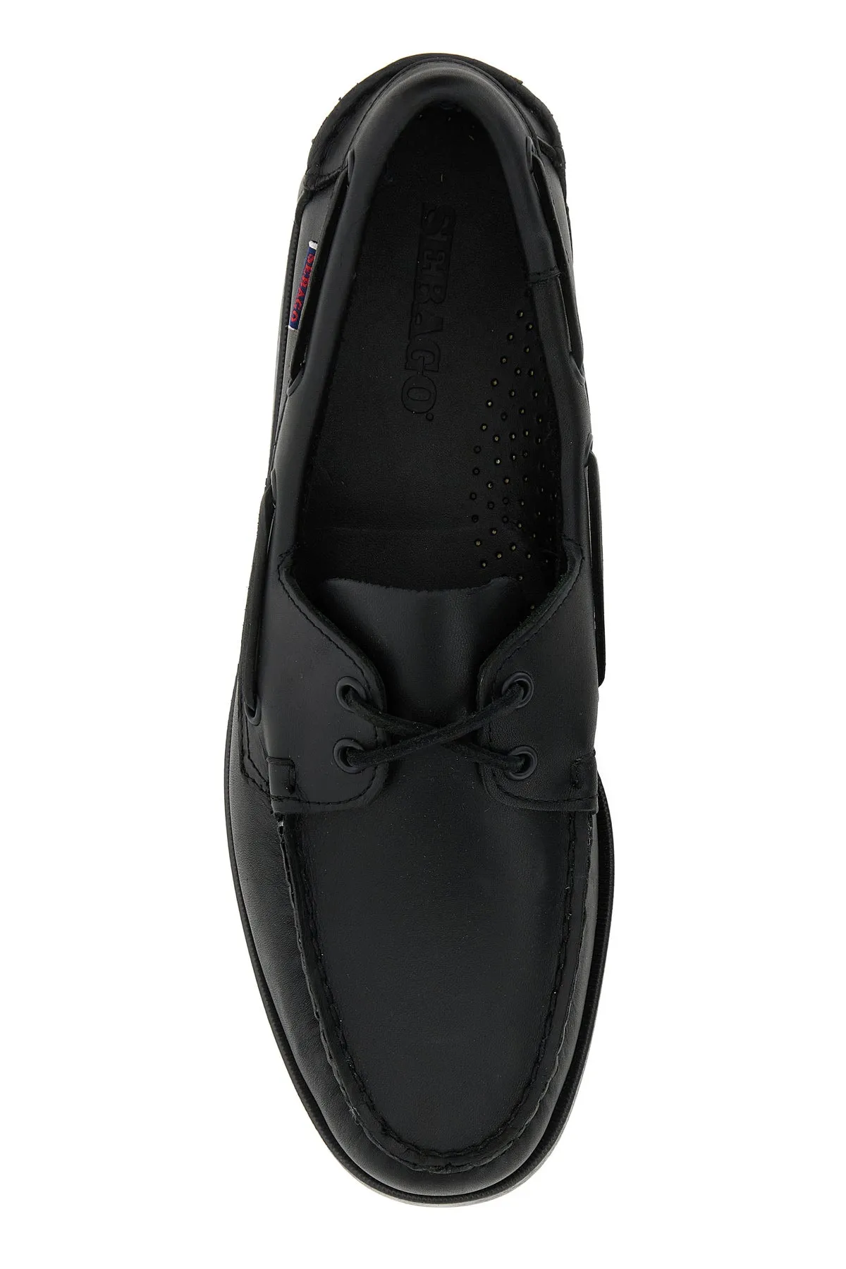 Black leather Docksides Portland loafers