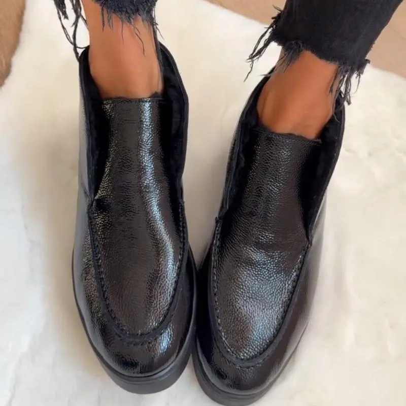 Black Smooth Leather Loafers