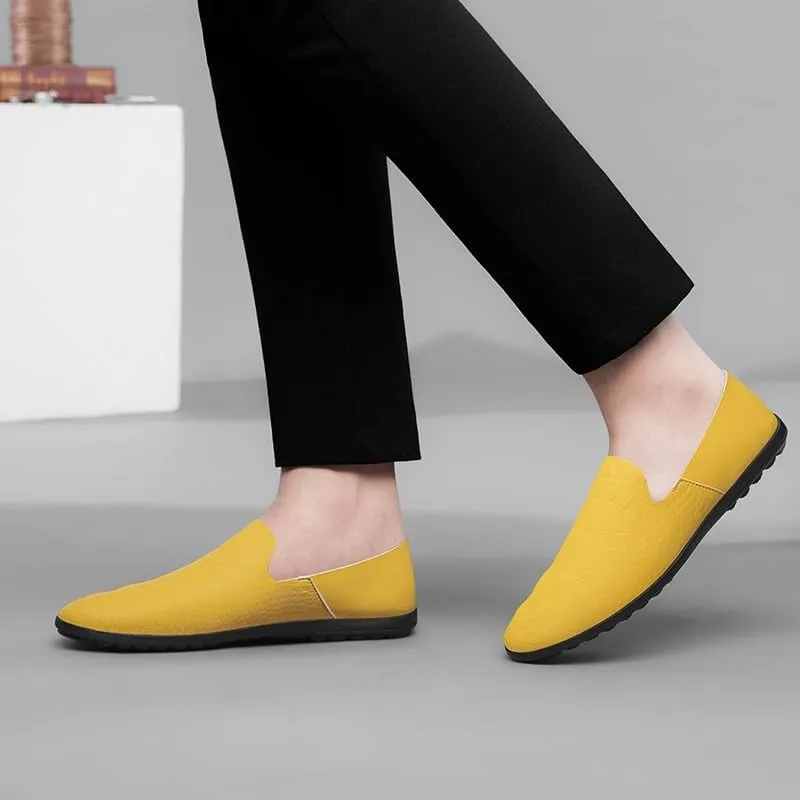 Business Cowhide Men's Shoes Summer Breathable Genuine Leather Moccasins Korean Soft Leather Loafers