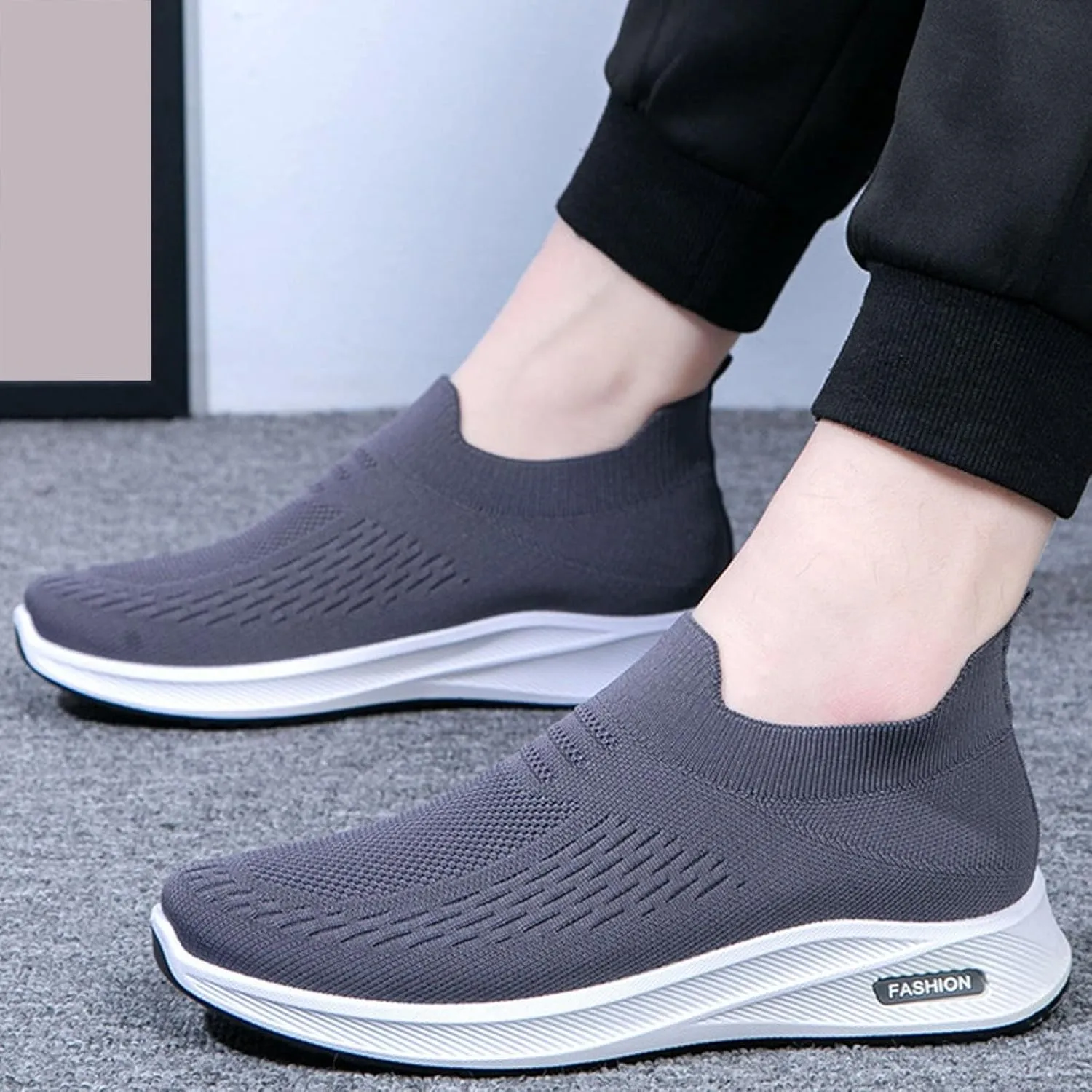 Casual Dress Shoes Men's Mesh Soft Sole Sports Shoes Casual Fitness Solid Color Sports