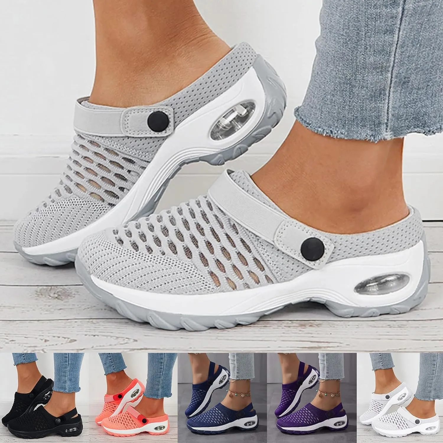 Cathalem Orthopedic Shoes for Women Air Cushion Orthopedic Slip on Shoes Air Cushion Slip-on Diabetic Walking Shoes for Women