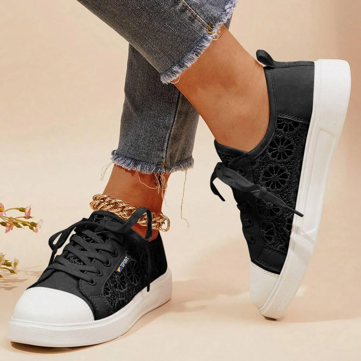 Cathalem Walking Shoes for Women Tennis Shoes Low Top Casual Shoes Women Lace Up Sneakers Comfortable Shoes for Women