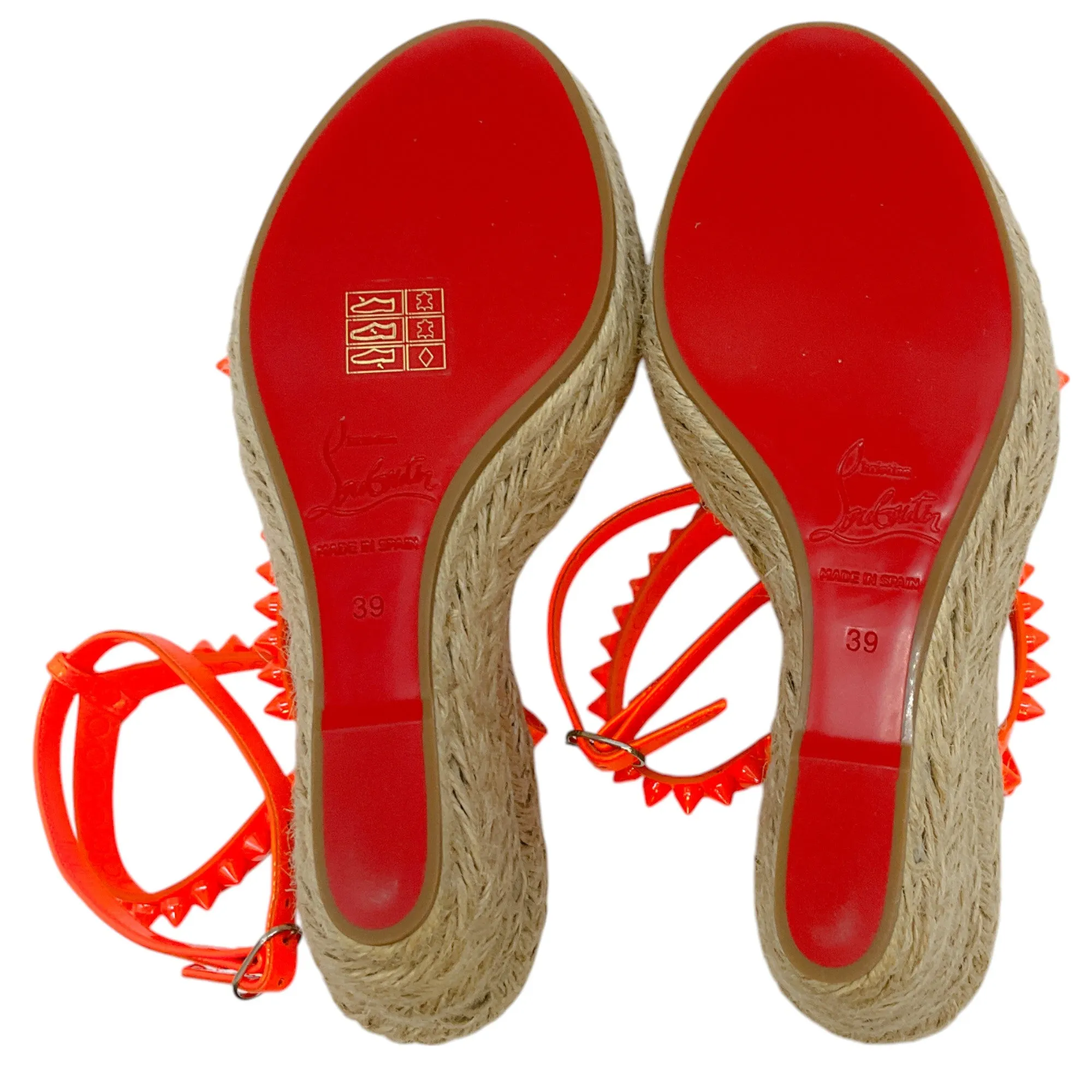 Christian Louboutin Orange Mafaldina Zeppa Espadrille Platform Sandals