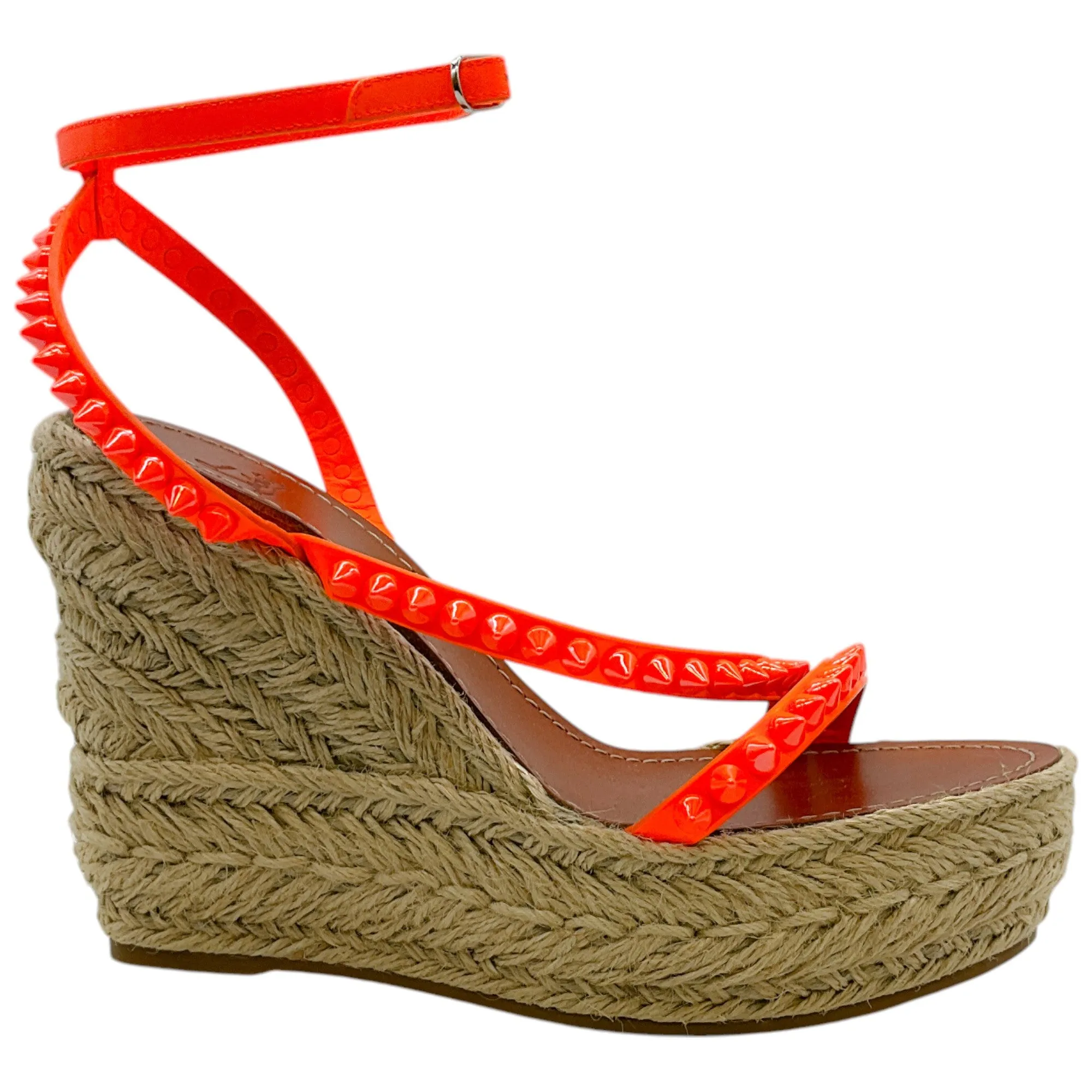 Christian Louboutin Orange Mafaldina Zeppa Espadrille Platform Sandals