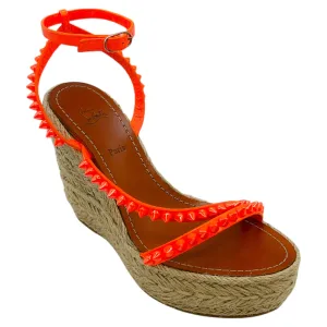 Christian Louboutin Orange Mafaldina Zeppa Espadrille Platform Sandals