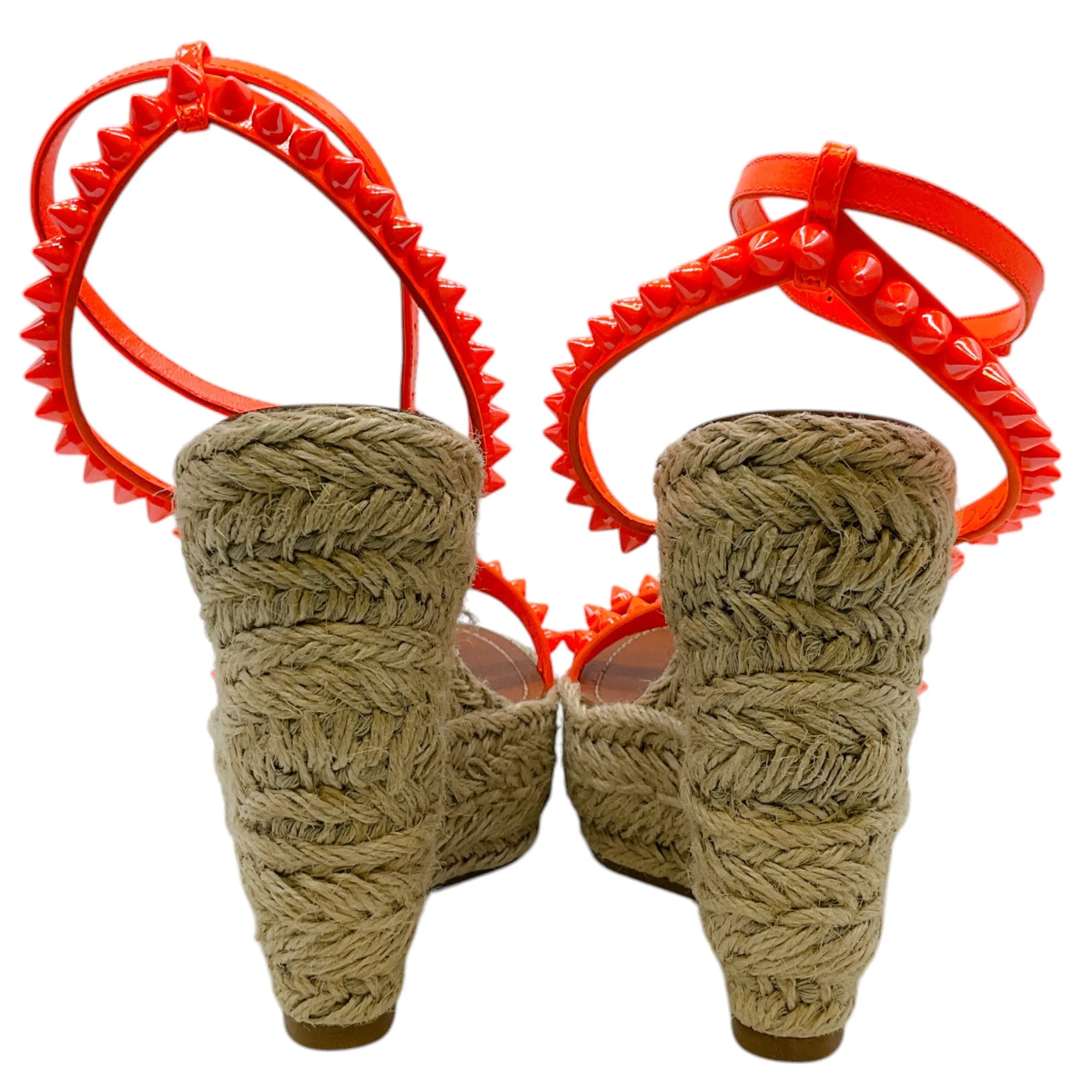 Christian Louboutin Orange Mafaldina Zeppa Espadrille Platform Sandals