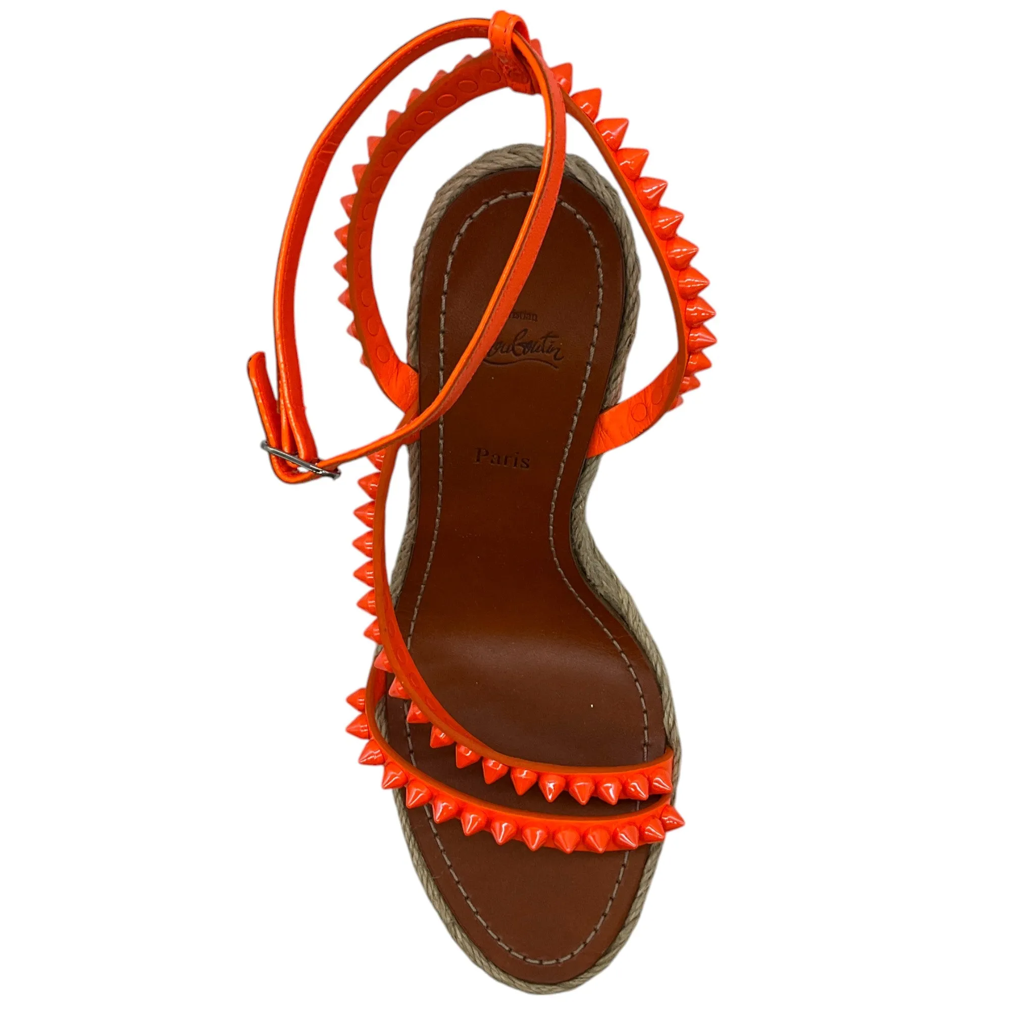 Christian Louboutin Orange Mafaldina Zeppa Espadrille Platform Sandals
