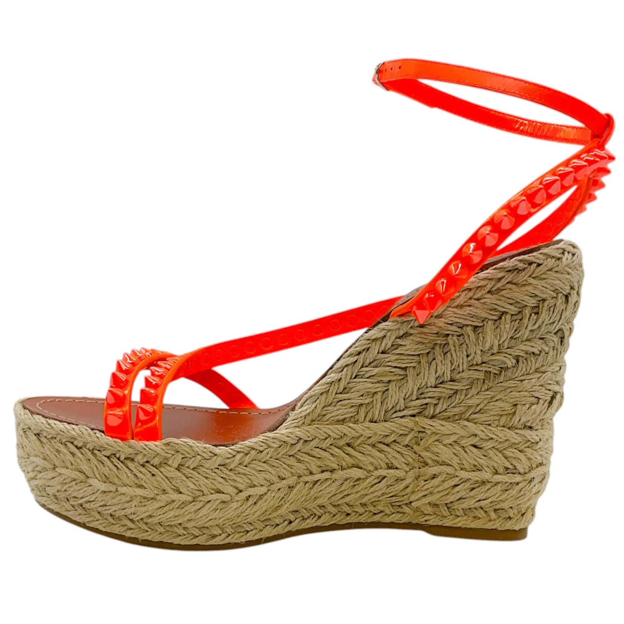 Christian Louboutin Orange Mafaldina Zeppa Espadrille Platform Sandals
