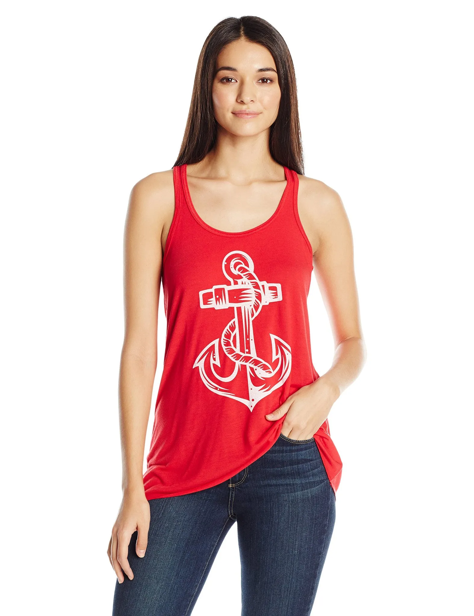Clementine Women's Anchor Printed Flowy Racerback Tank