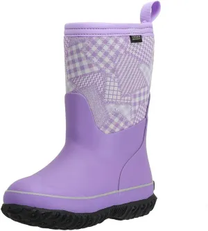 CNSBOR Kids Waterproof Insulated Rubber Neoprene Rain Boots with Easy on Rainboot for Youth