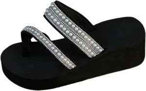 Comfortable Slip on Wedge Slide Sandals for Women Arch Support Slip on Slides Sandal Beach Sandals for Women
