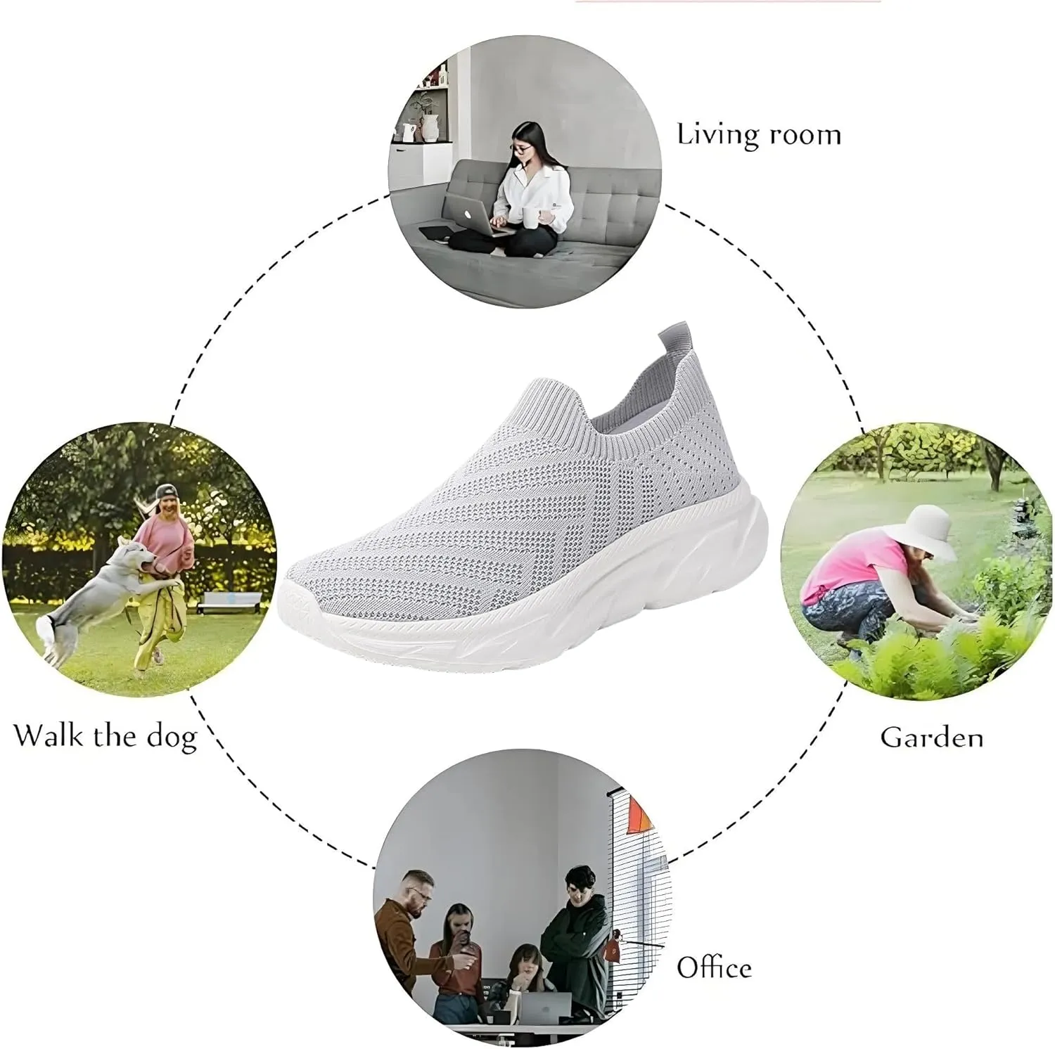 Comfortwear Shoes for Women Slip On Casual Slip-On Sneakers Arch Support Breathable Mesh Comfort Lightweight Running Shoes