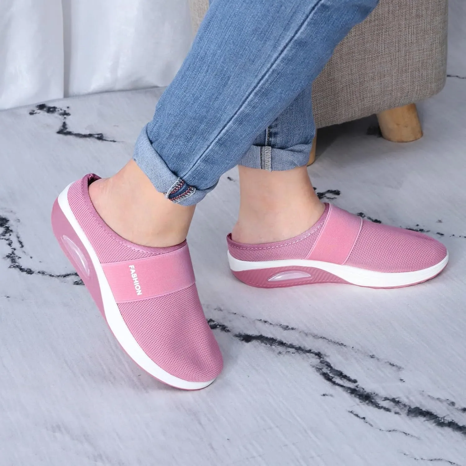 Cushion Mules for Women Lightweight Breathable Comfortable Walking Shoes Arch Support Orthopedic Nursing Shoes