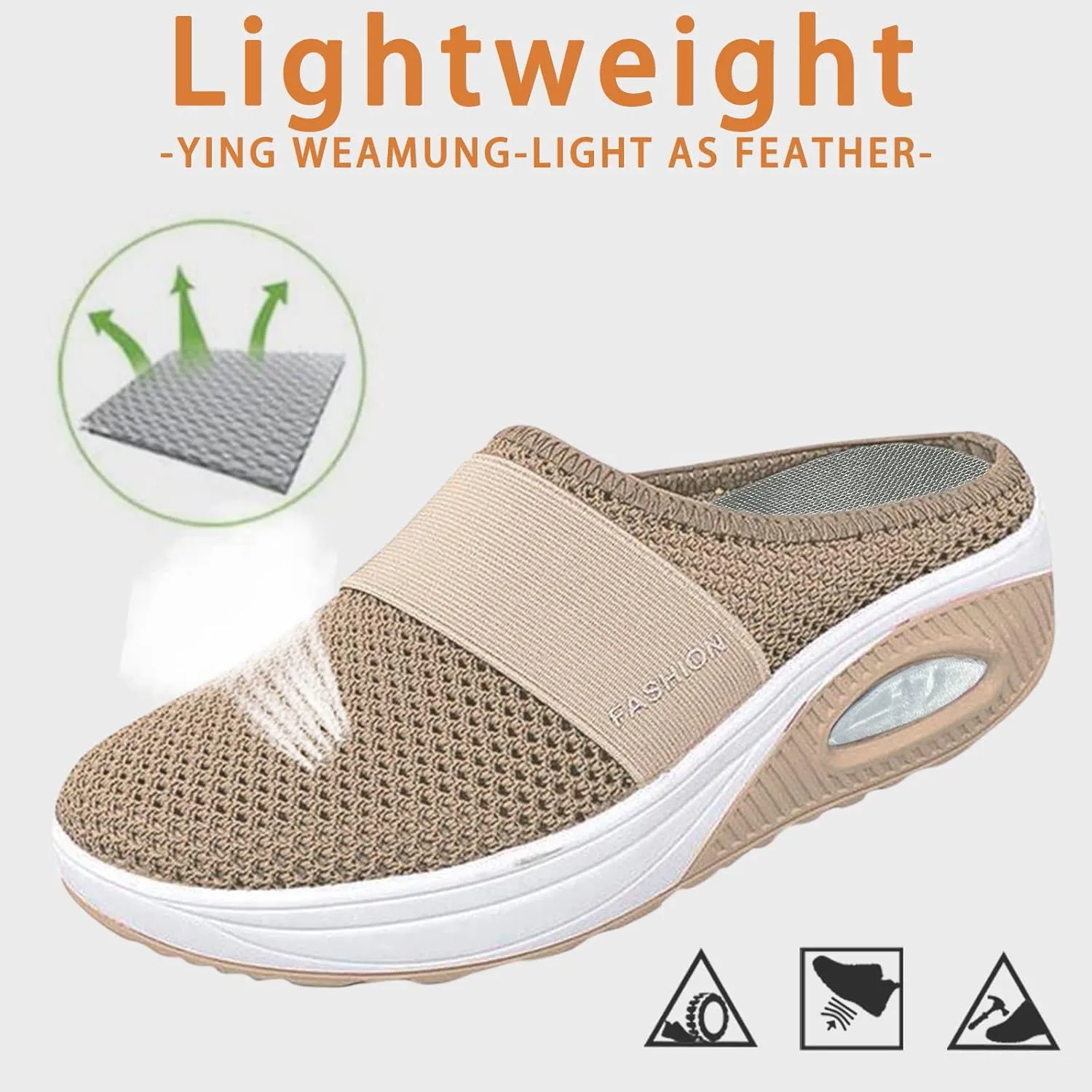 Cushion Mules for Women Lightweight Breathable Comfortable Walking Shoes Arch Support Orthopedic Nursing Shoes