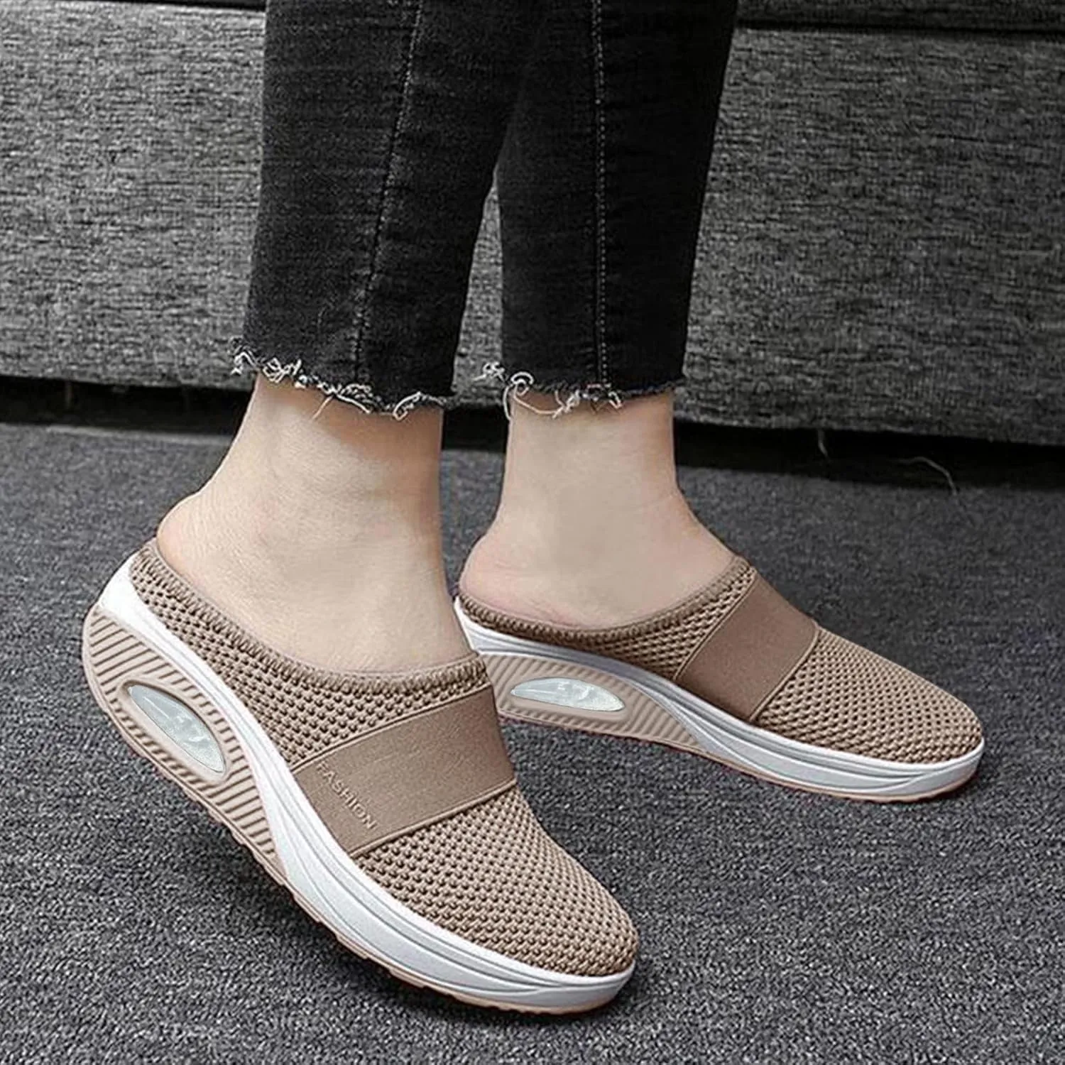 Cushion Mules for Women Lightweight Breathable Comfortable Walking Shoes Arch Support Orthopedic Nursing Shoes