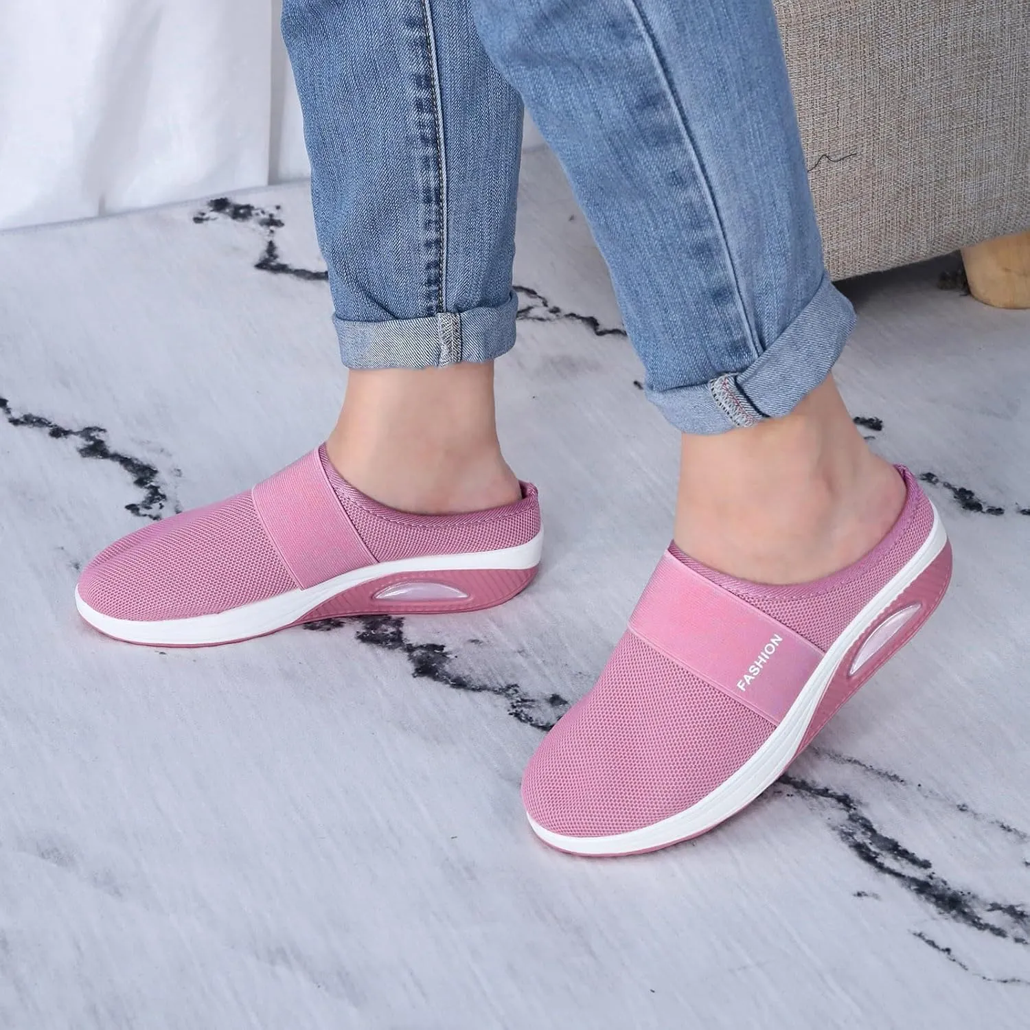 Cushion Mules for Women Lightweight Breathable Comfortable Walking Shoes Arch Support Orthopedic Nursing Shoes