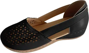 Eduavar Closed Toe Sandals Women, Womens Sandals Comfortable Low Wedge Sandals Casual Breathable Hollow Out Closed Toe Sandal