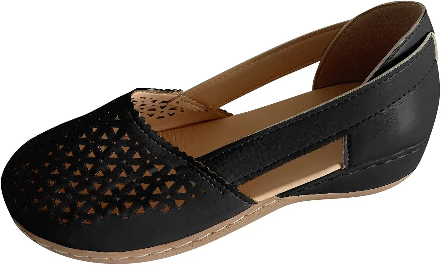 Eduavar Closed Toe Sandals Women, Womens Sandals Comfortable Low Wedge Sandals Casual Breathable Hollow Out Closed Toe Sandal