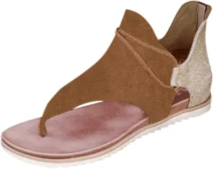 Eduavar Flat Sandals for Women Summer, Sandals for Women Dressy Summer Open Toe Flip Flops Sandals Summer Flat Zip Up Sandals