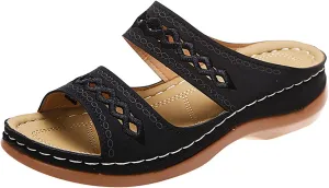 Eduavar Orthopedic Sandals for Women, Sandals Women Comfortable Slip On Sandals Open Toe Slip On Walking Sandals Shoes