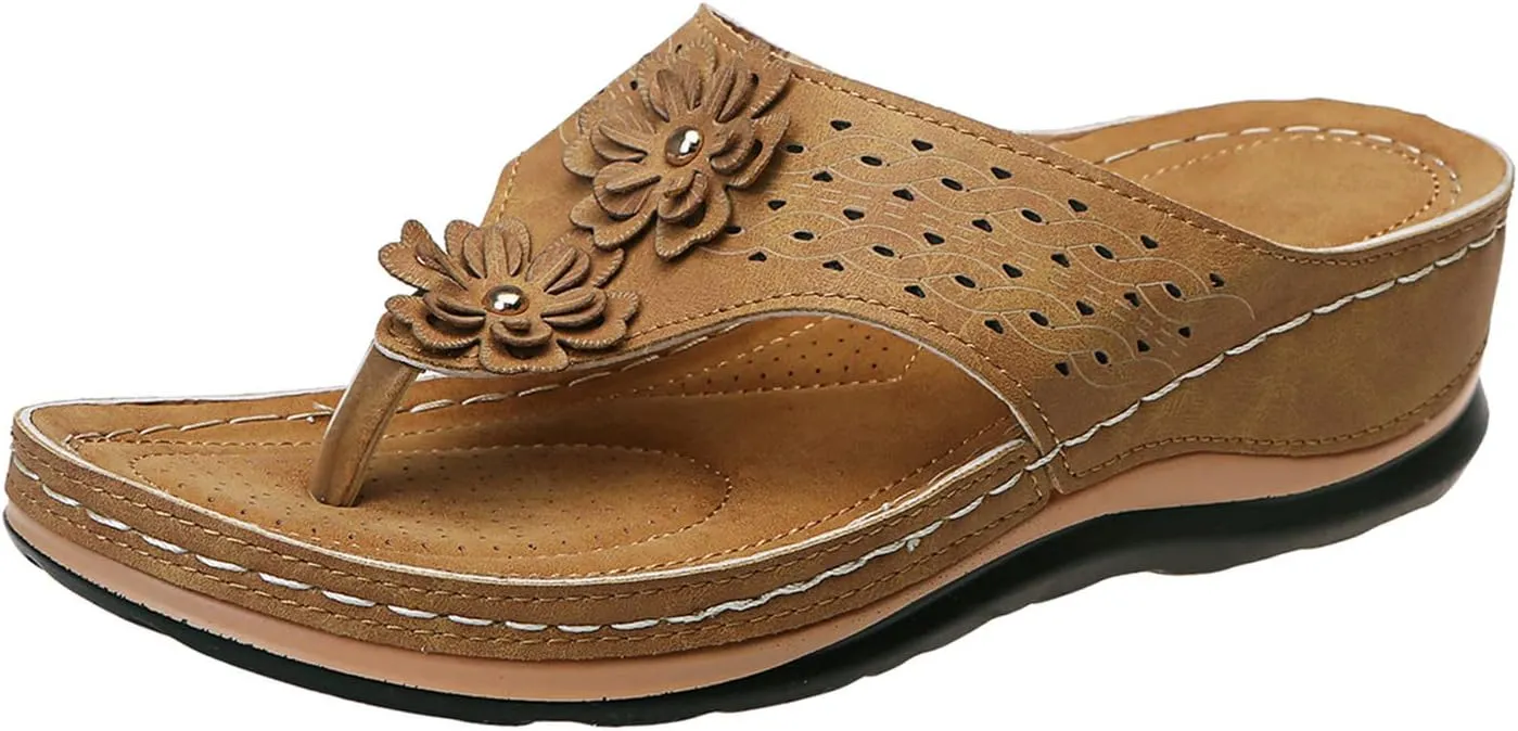Eduavar Sandals for Women Casual Summer, Orthopedic Sandals for Women Open Toe Slip-on Sandals Summer Travel Beach Sandals