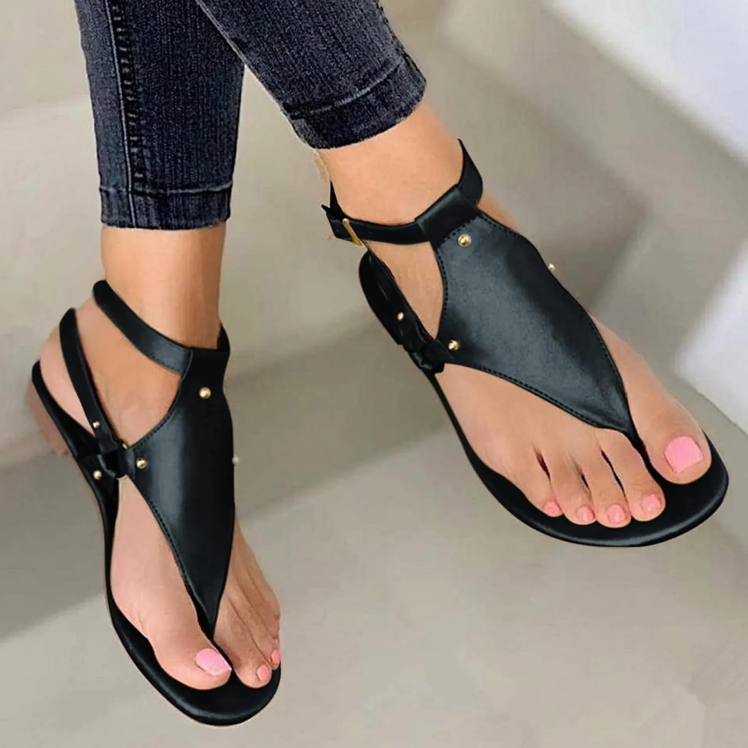 Eduavar Sandals for Women Dressy Summer, Flat Sandals for Women Summer Casual Open Toe Sandals Shoes Dressy Flat Sandals