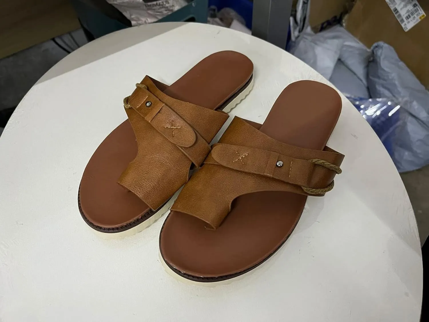 Eduavar Sandals for Women Dressy Summer, Flat Sandals for Women Summer Open Toe Leather Sandals Summer Travel Beach Sandals