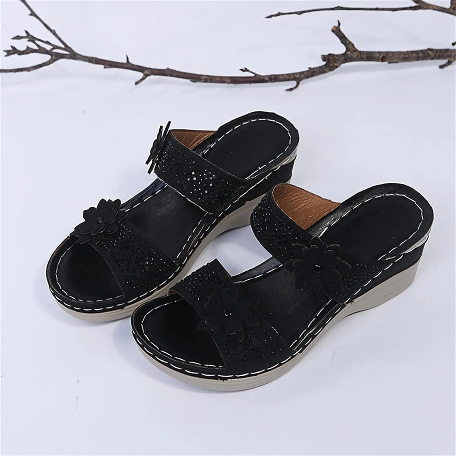 Eduavar Sandals for Women Dressy Summer, Wedge Sandals for Women Breathable Open Toe Platform Sandals with Arch Support