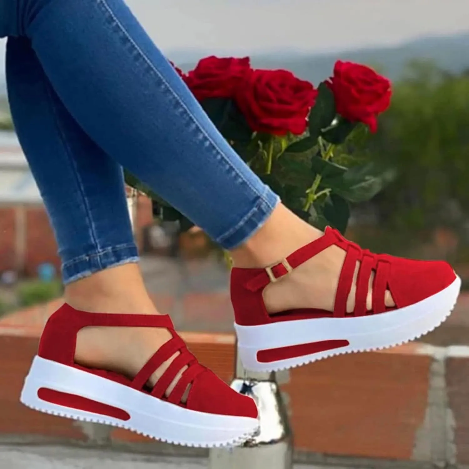 Eduavar Sandals Women Dressy Summer, Womens Sandals Fashion Sport Open Toe Sandals Shoes Casaul Wedge Platforms Sandals