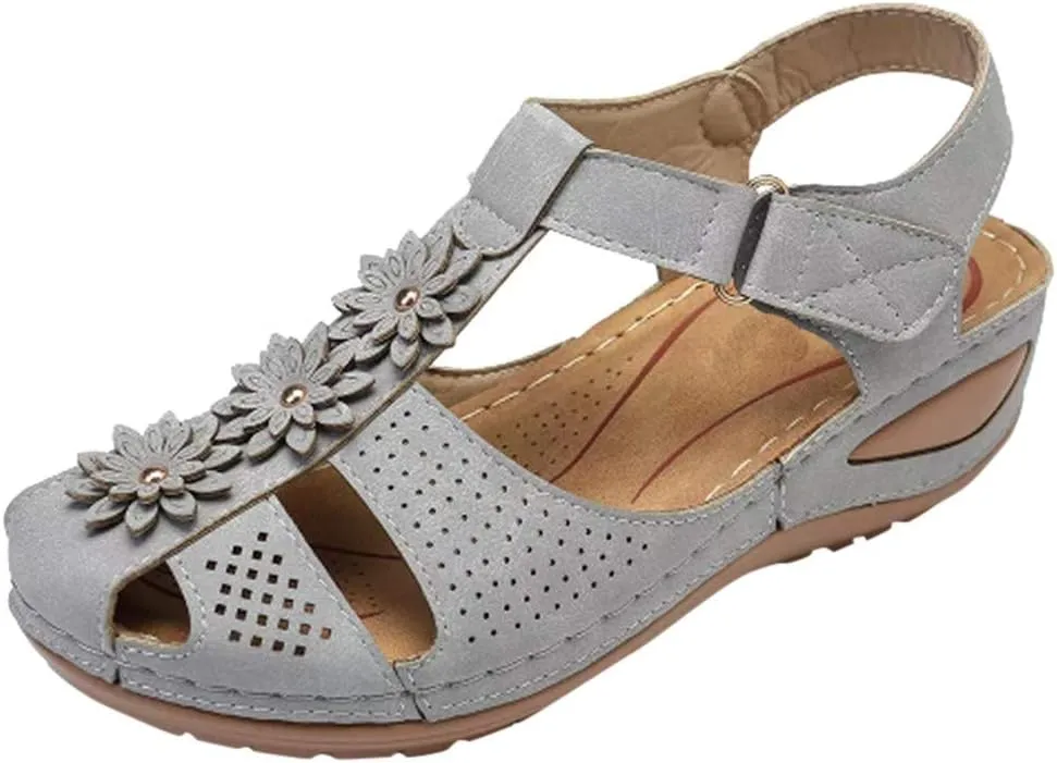 Eduavar Sandals Women Fashion, Sandals Women Dressy Summer Comfortable Wedge Sandals Close Toe Sandals Shoes