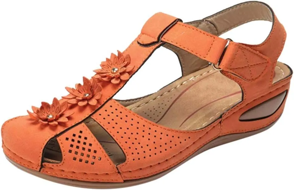 Eduavar Sandals Women Fashion, Sandals Women Dressy Summer Comfortable Wedge Sandals Close Toe Sandals Shoes