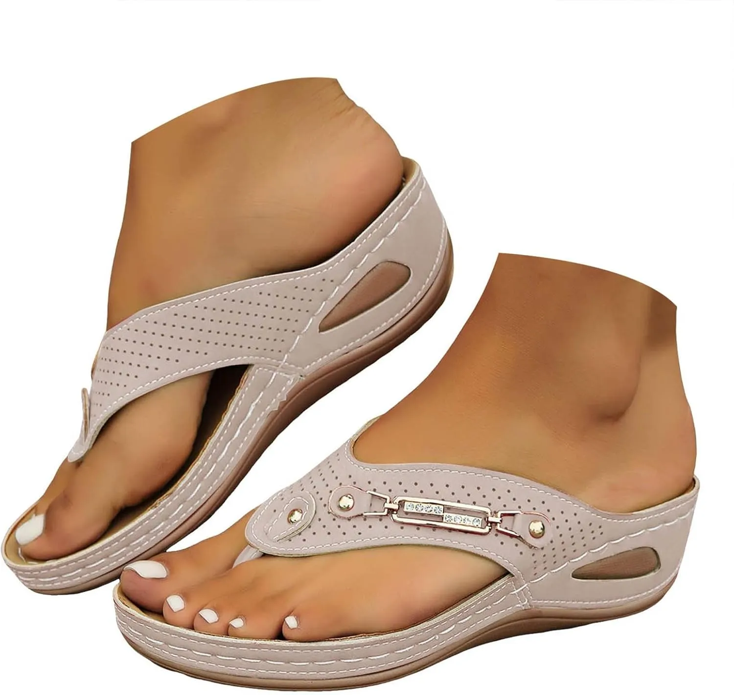 Eduavar Womens Sandals Casual Open Toe Orthotic Platform Slip On Comfortable Slippers Arch Support Lightweight Walking Shoes
