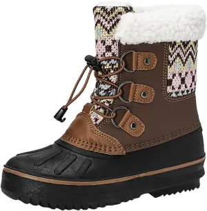 EnJoCho Little Boys Soft Bottom Boots Kids Shoes Snow Boots Girls Boys OutdoorBoots Waterproof Warm Boots with Cotton Shoes