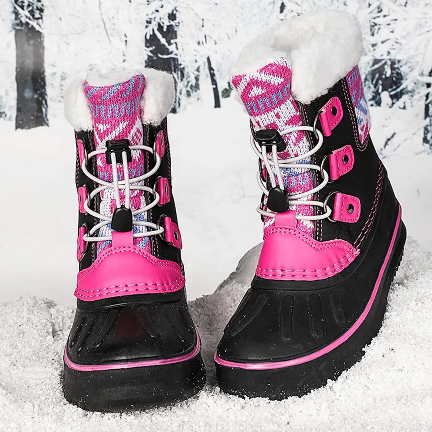 EnJoCho Little Boys Soft Bottom Boots Kids Shoes Snow Boots Girls Boys OutdoorBoots Waterproof Warm Boots with Cotton Shoes