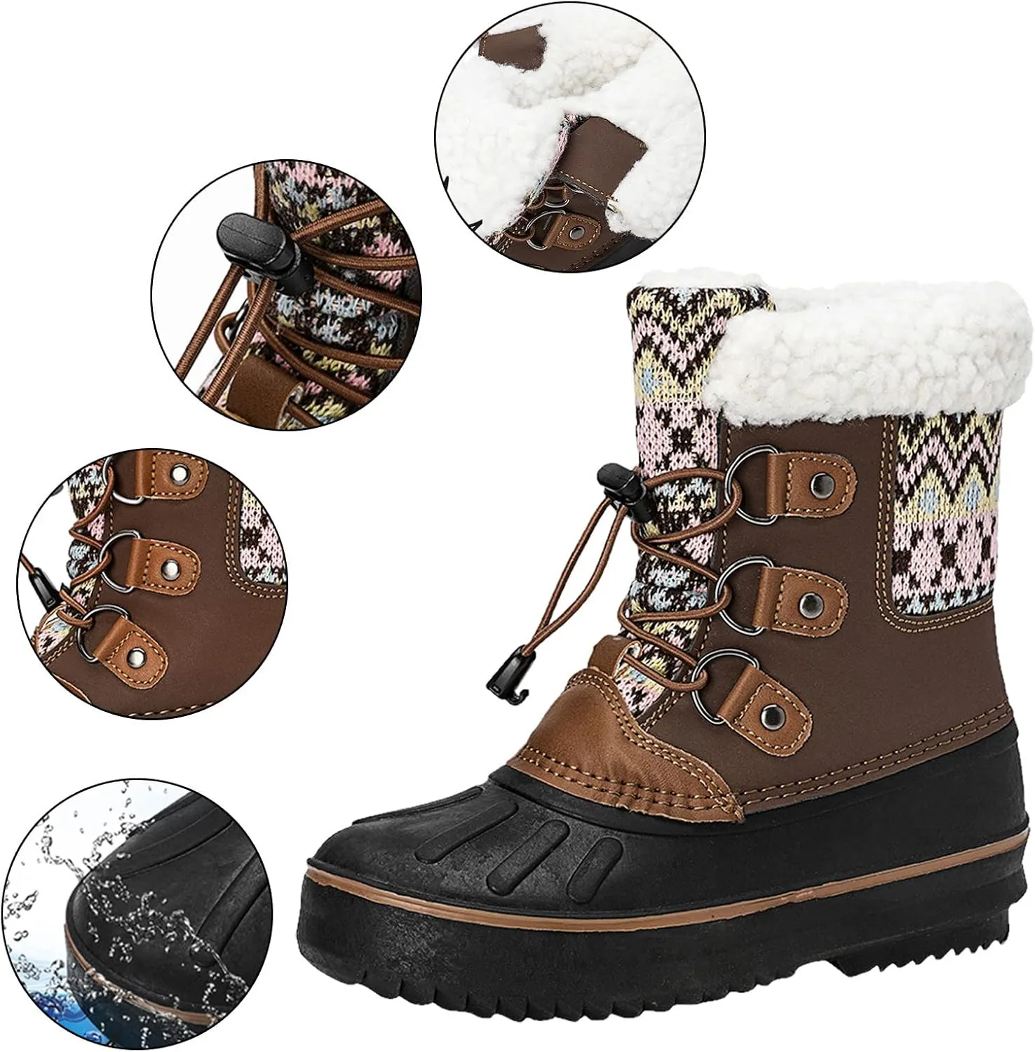 EnJoCho Little Boys Soft Bottom Boots Kids Shoes Snow Boots Girls Boys OutdoorBoots Waterproof Warm Boots with Cotton Shoes
