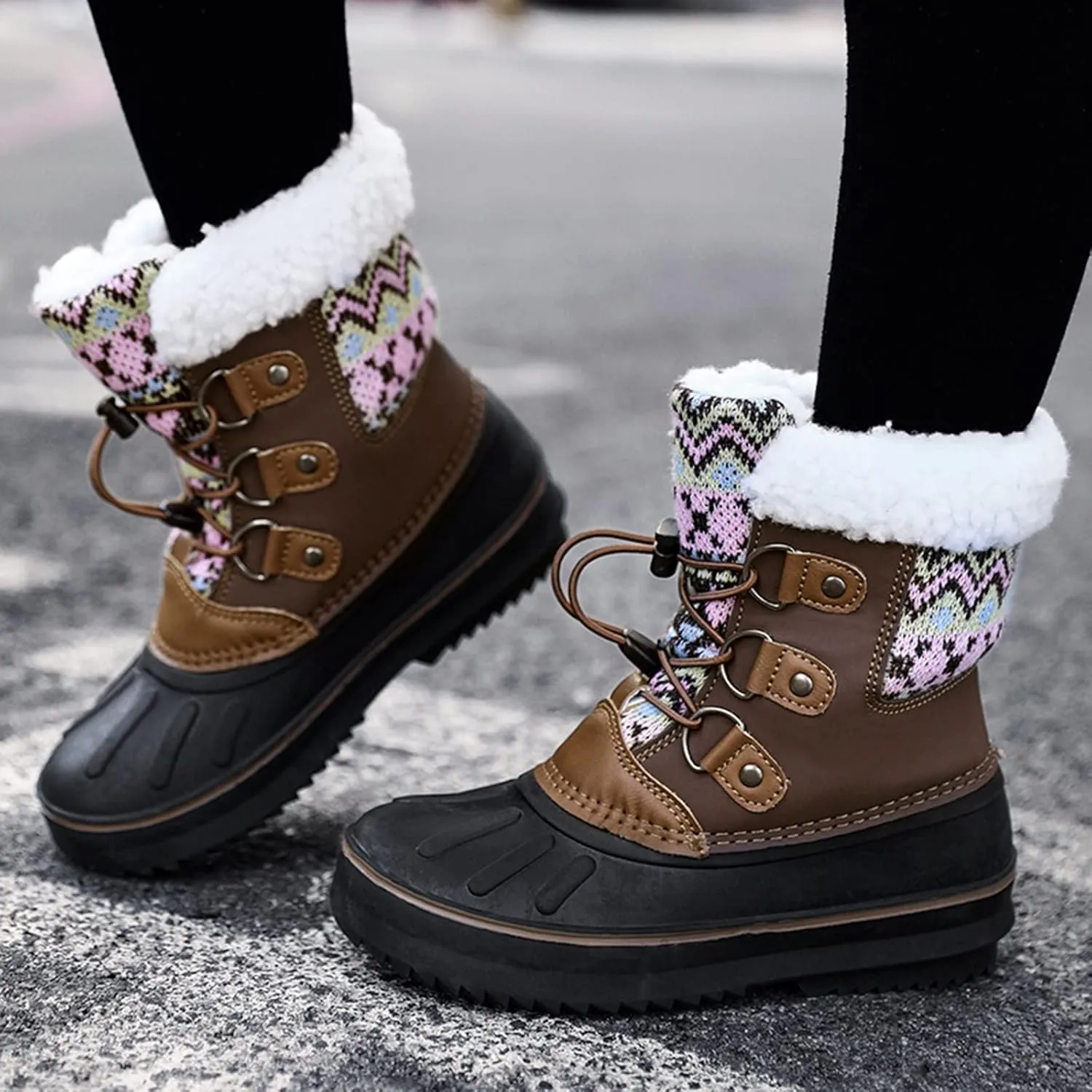 EnJoCho Little Boys Soft Bottom Boots Kids Shoes Snow Boots Girls Boys OutdoorBoots Waterproof Warm Boots with Cotton Shoes