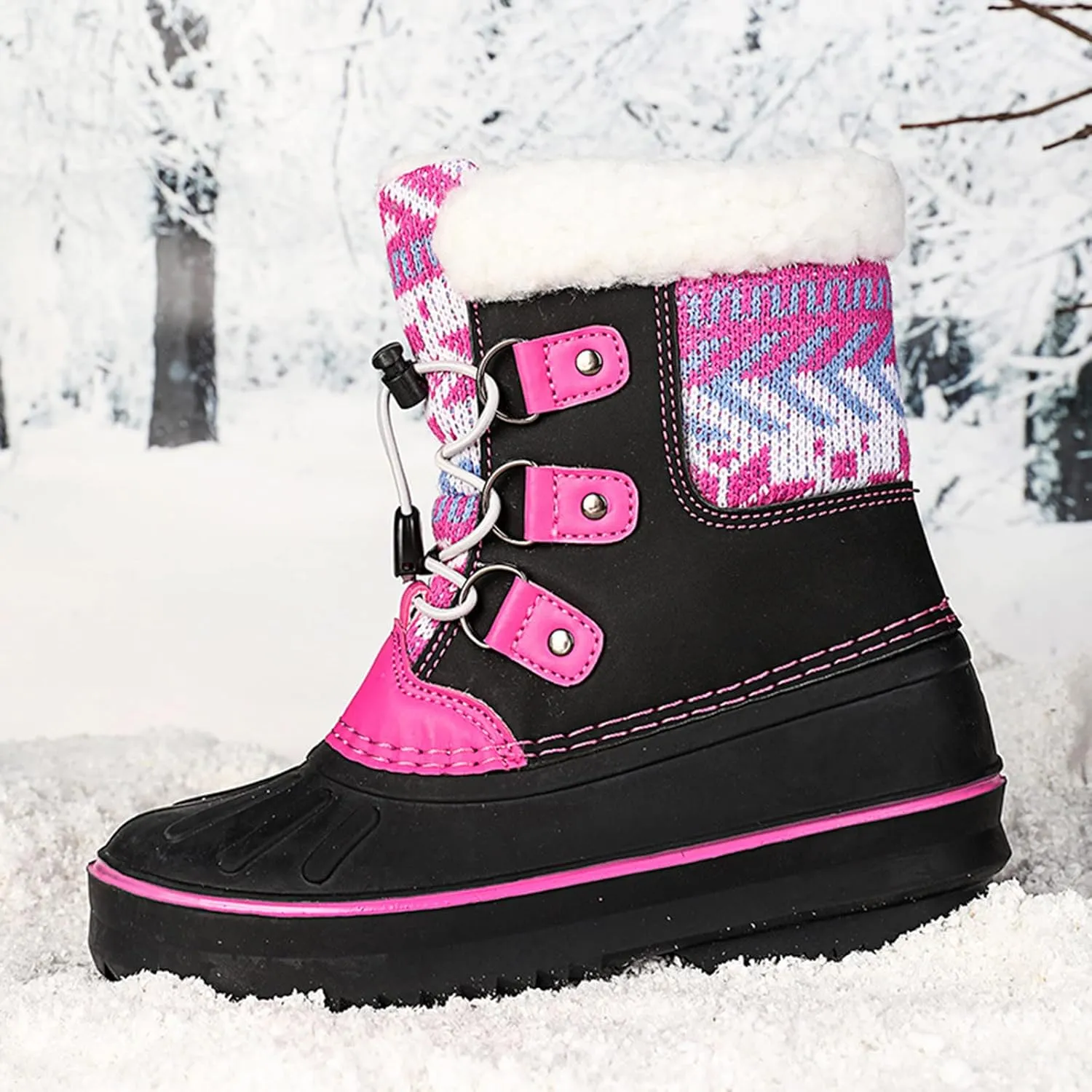 EnJoCho Little Boys Soft Bottom Boots Kids Shoes Snow Boots Girls Boys OutdoorBoots Waterproof Warm Boots with Cotton Shoes