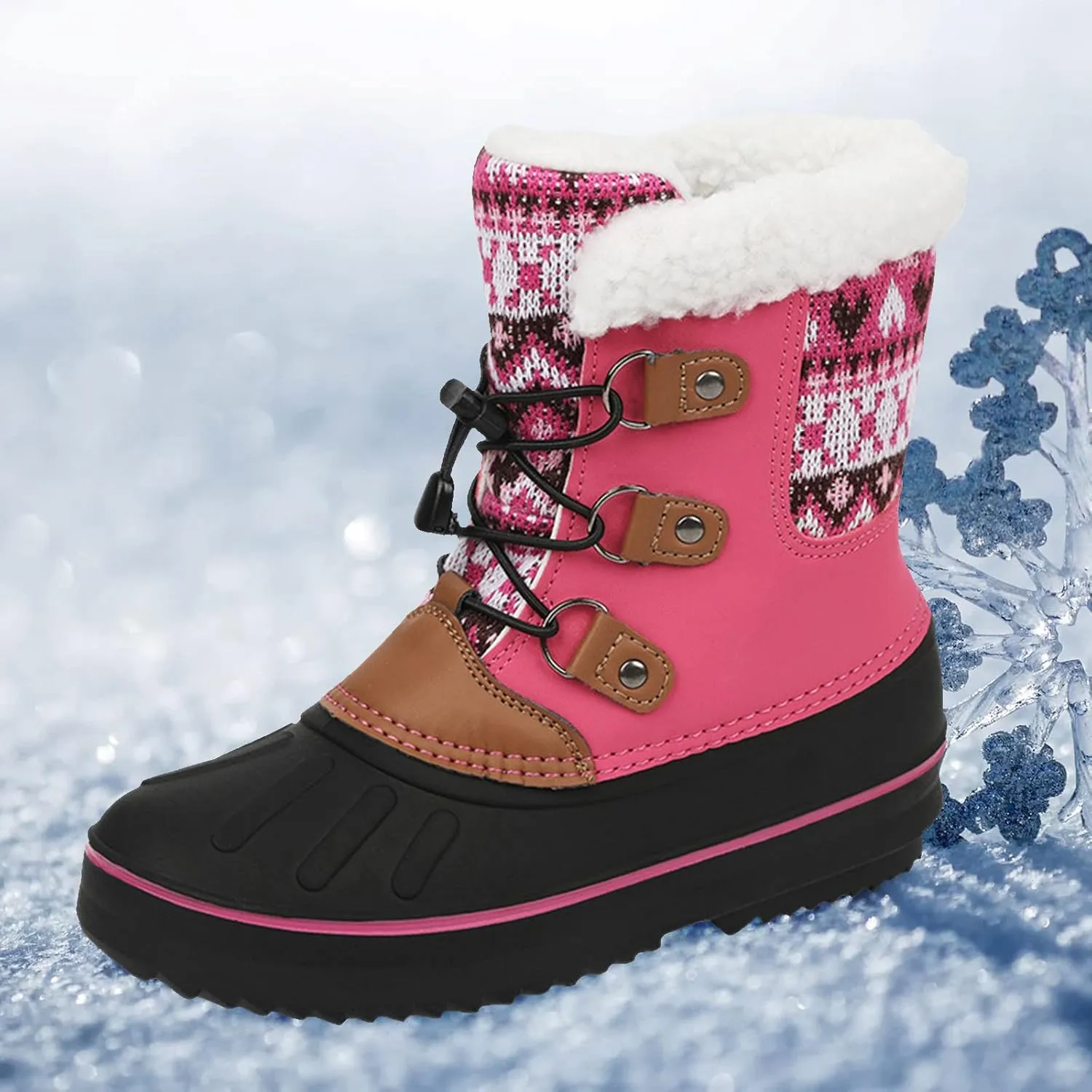 EnJoCho Little Boys Soft Bottom Boots Kids Shoes Snow Boots Girls Boys OutdoorBoots Waterproof Warm Boots with Cotton Shoes