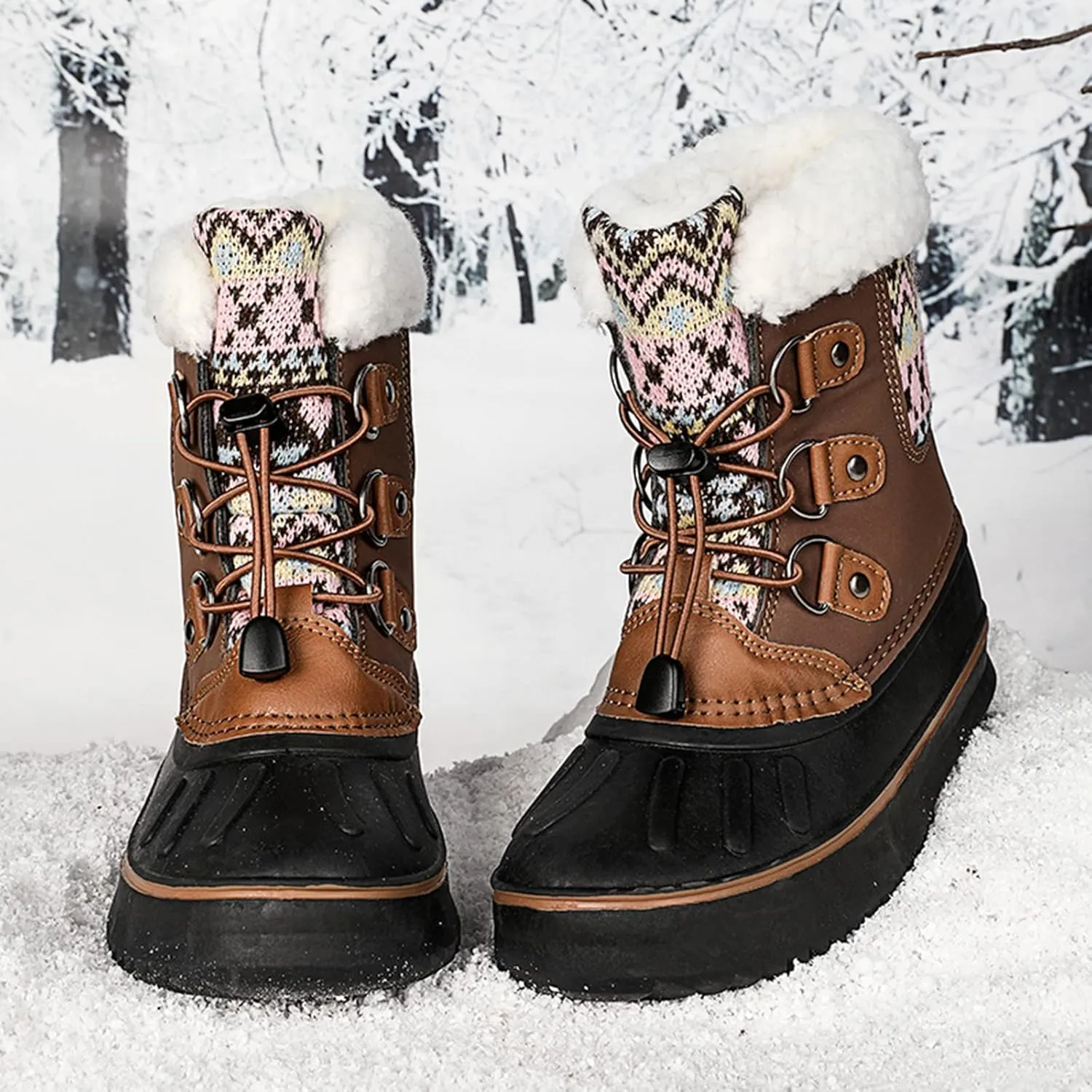EnJoCho Little Boys Soft Bottom Boots Kids Shoes Snow Boots Girls Boys OutdoorBoots Waterproof Warm Boots with Cotton Shoes
