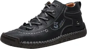 Fashion Leather Shoes for Men Fashion Summer and Autumn Men Leather Shoes Flat Soft Bottom Comfortable Mid Top Lace Up Casual Men Leather Shoes 10 Wide