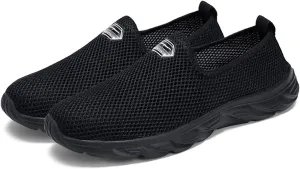Fashion Sneaker Lace-Up Fashion Men Mesh Casual Hollow Out Sport Shoes Slip On Solid Color Running Breathable Soft