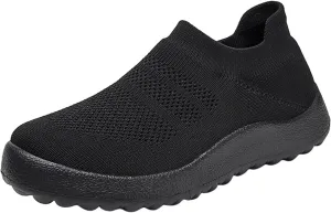 Fashion Spring and Summer Women Sports Shoes Flat Bottom Lightweight Slip On Fly Woven Mesh All Terrain Shoes