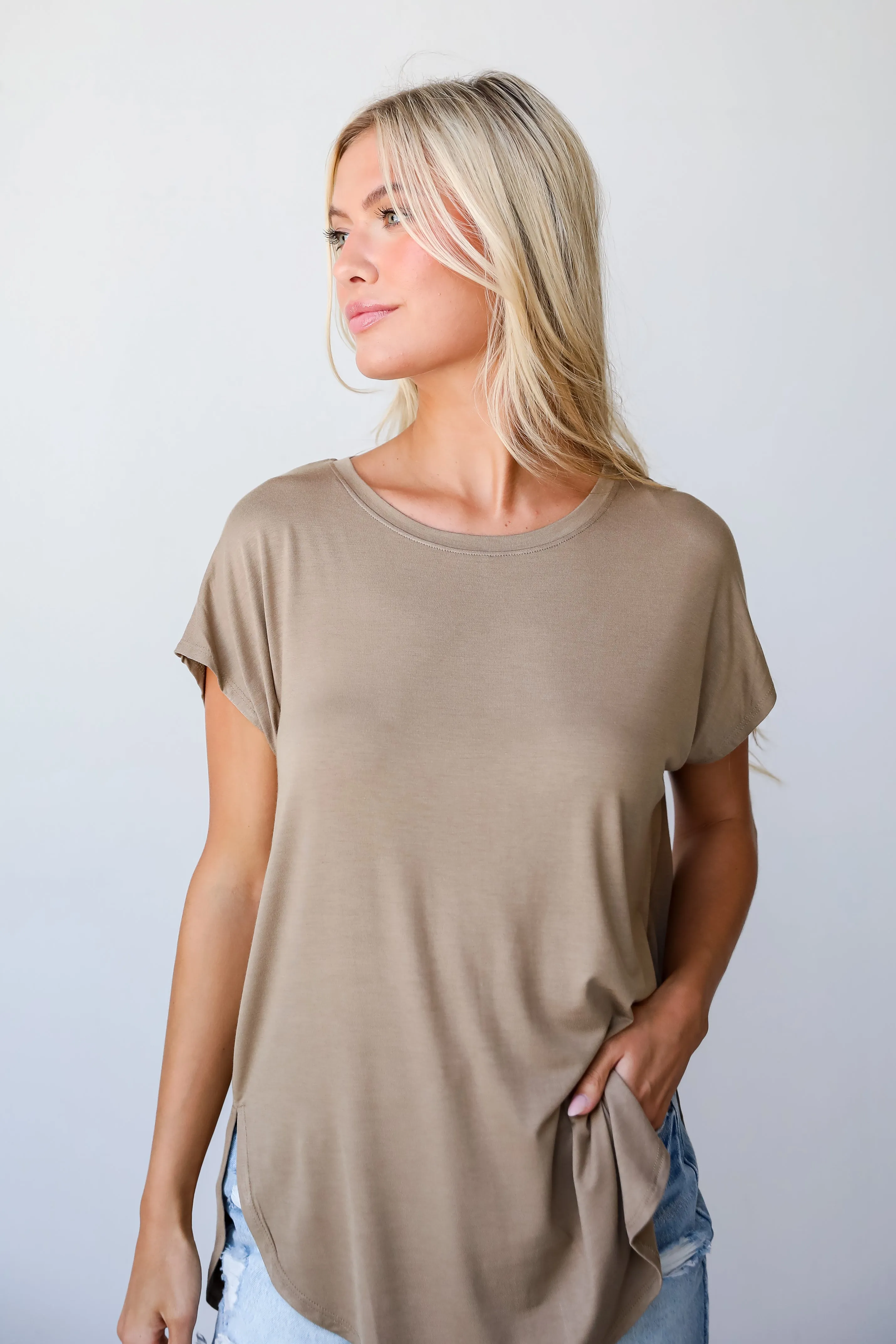 FINAL SALE - Catherine Mocha Everyday Tee - DU DEAL